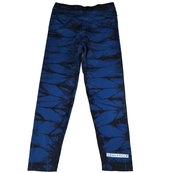 SoulCycle Skull Blue Black Tie Dye Cropped Leggings‎ Women's Size Small Capri - Picture 2 of 7